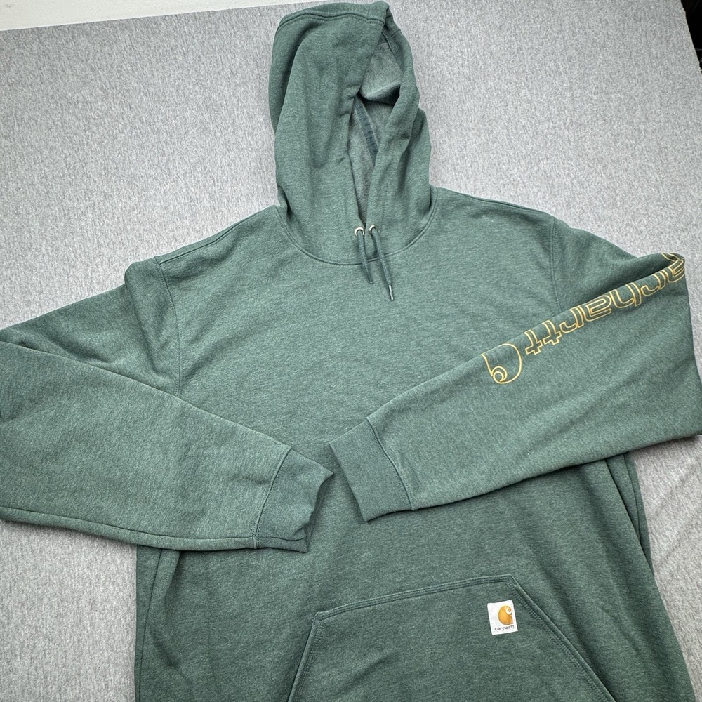 Carhartt Hoodie Green Sleeve Logo Loose Fit XLT Tall TS0288-M Workwear